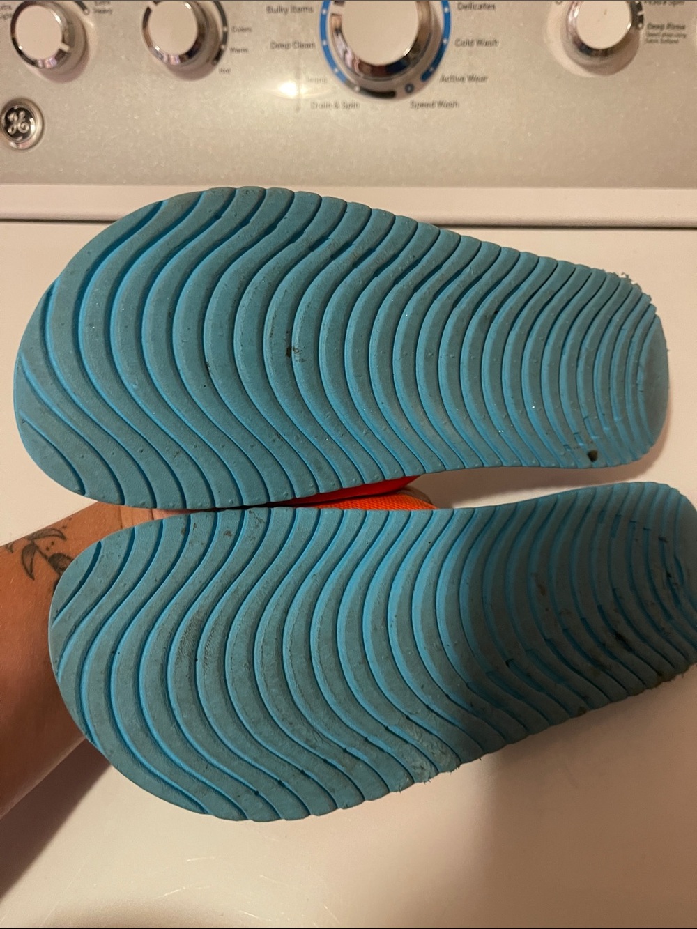 Nike Orange Strap with Blue Swoosh Slide Sandals - Picture 3 of 3